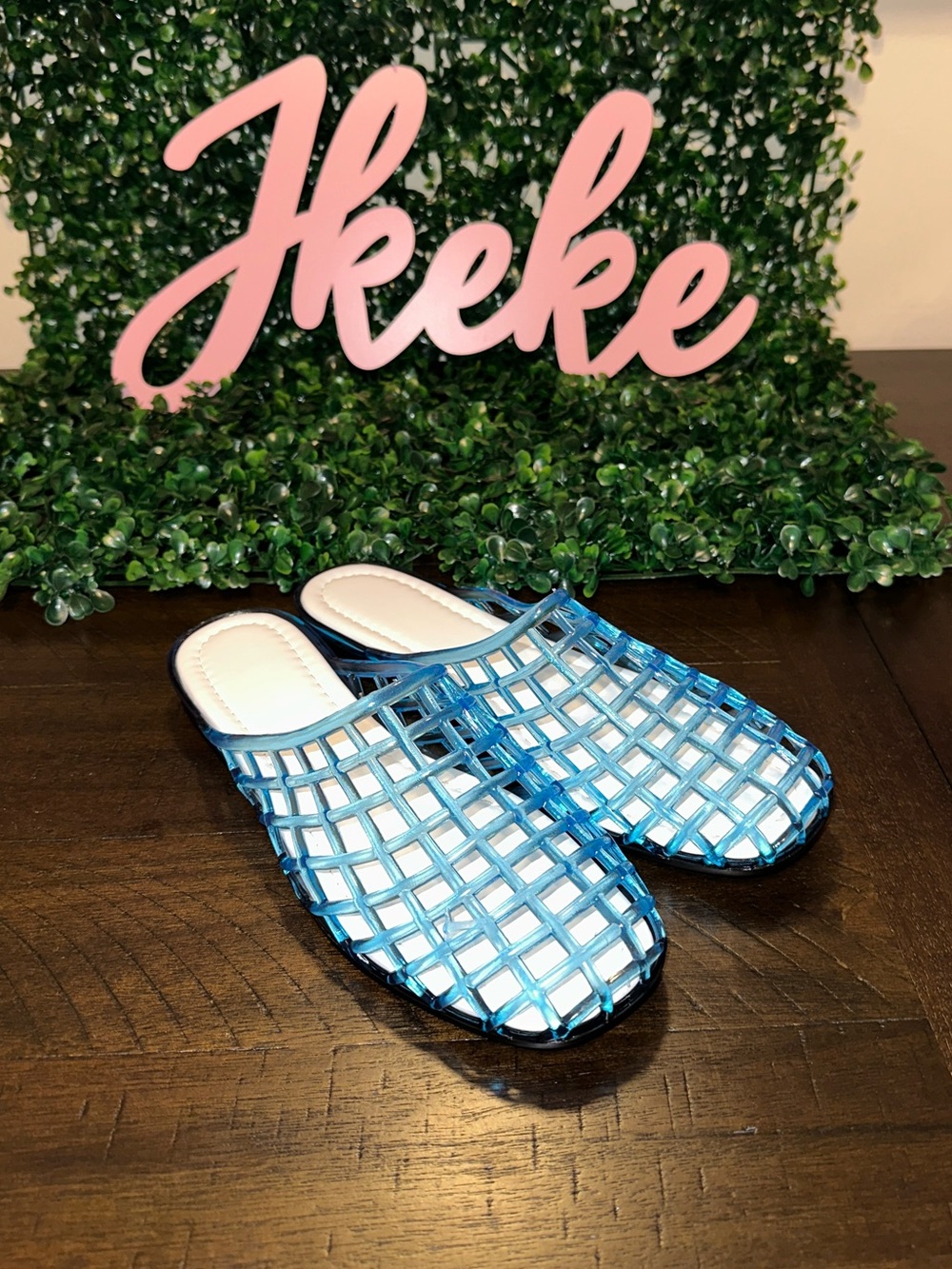 Blue Jelly Woven Slide Mule Women's Casual Sandal sizes 6, 7, 8, 9